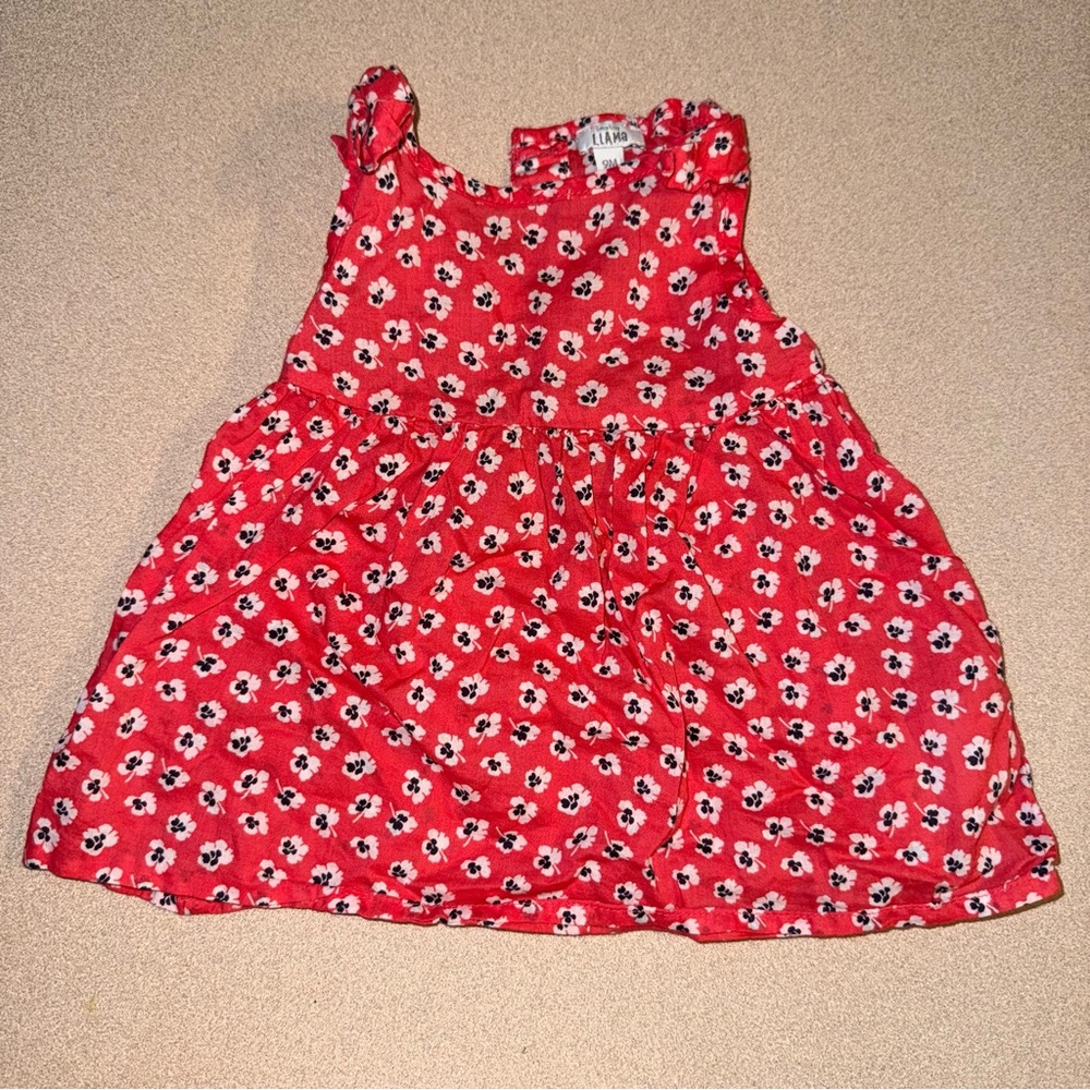 Laughing llama baby girls size 9 months tank top floral red white black
